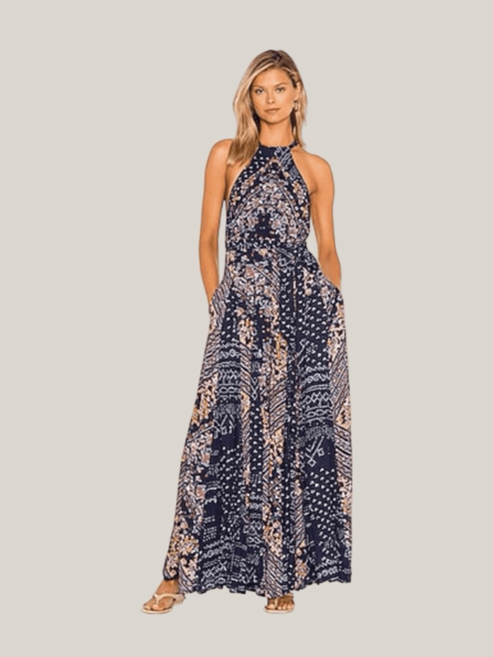 Free People Shangri-La Navy Paisley Floral Jumpsuit